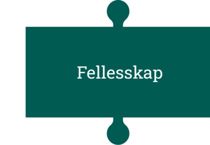 Puslespillbit med teksten Fellesskap - Klikk for stort bilete
